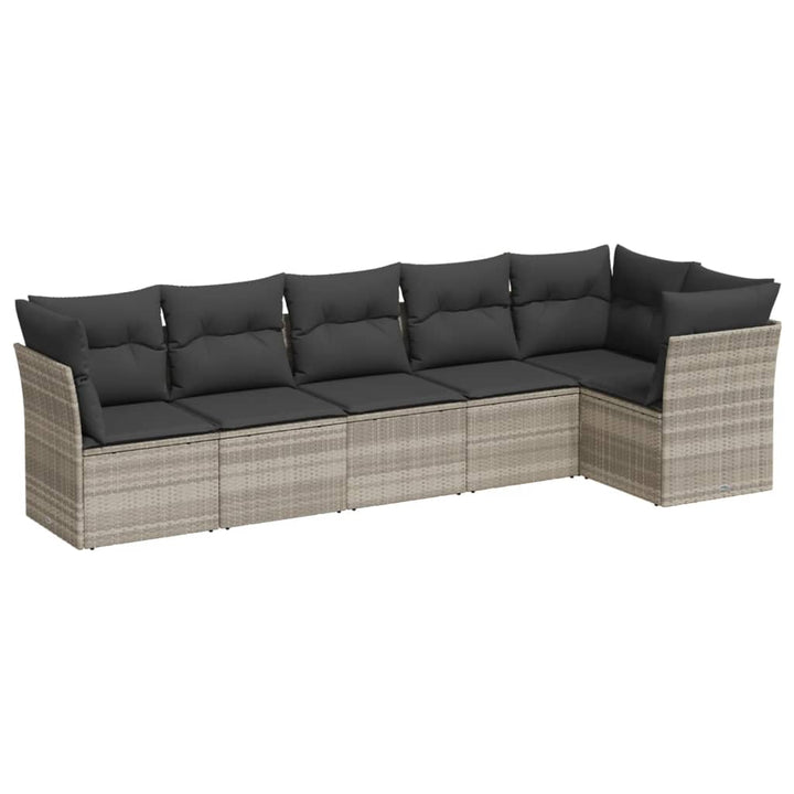 sofasæt til haven 6 dele med hynder polyrattan lysegrå