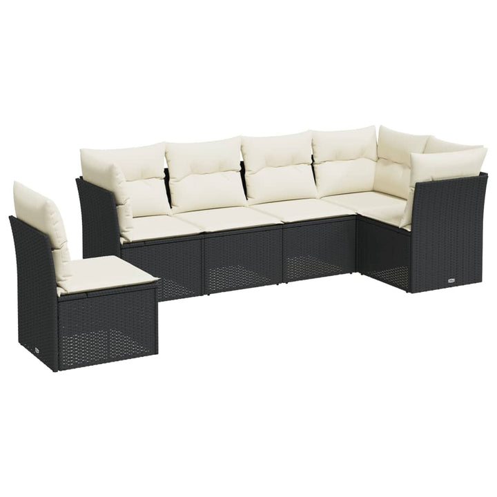 sofasæt til haven 6 dele med hynder polyrattan sort