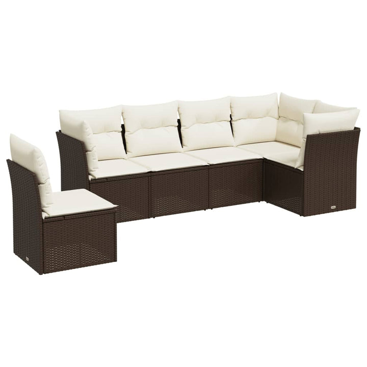 sofasæt til haven 7 dele med hynder polyrattan brun