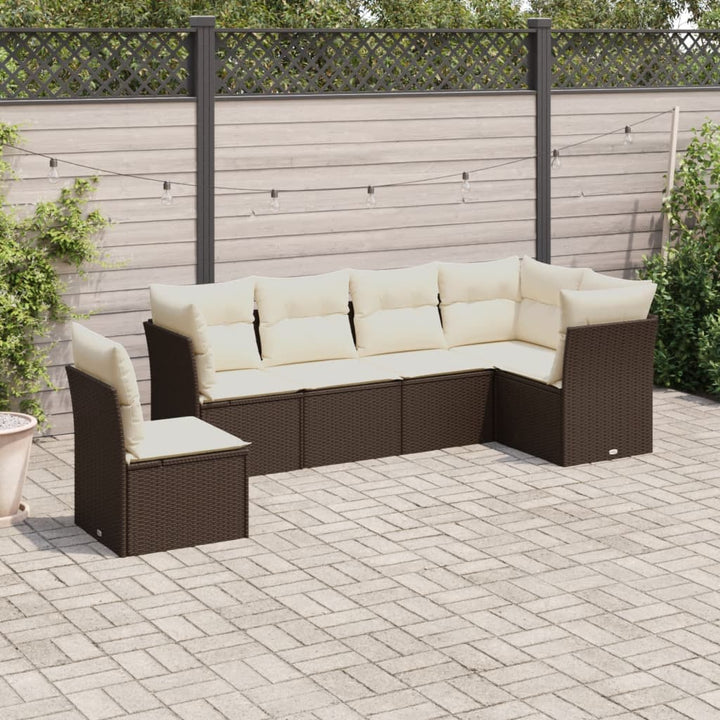 sofasæt til haven 7 dele med hynder polyrattan brun