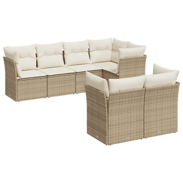 sofasæt til haven 7 dele med hynder polyrattan beige