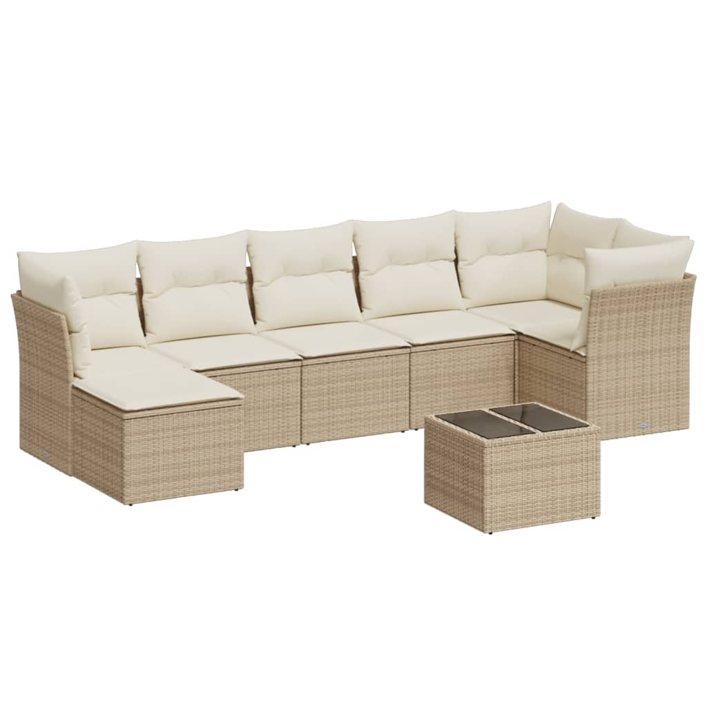 sofasæt til haven 8 dele med hynder polyrattan beige