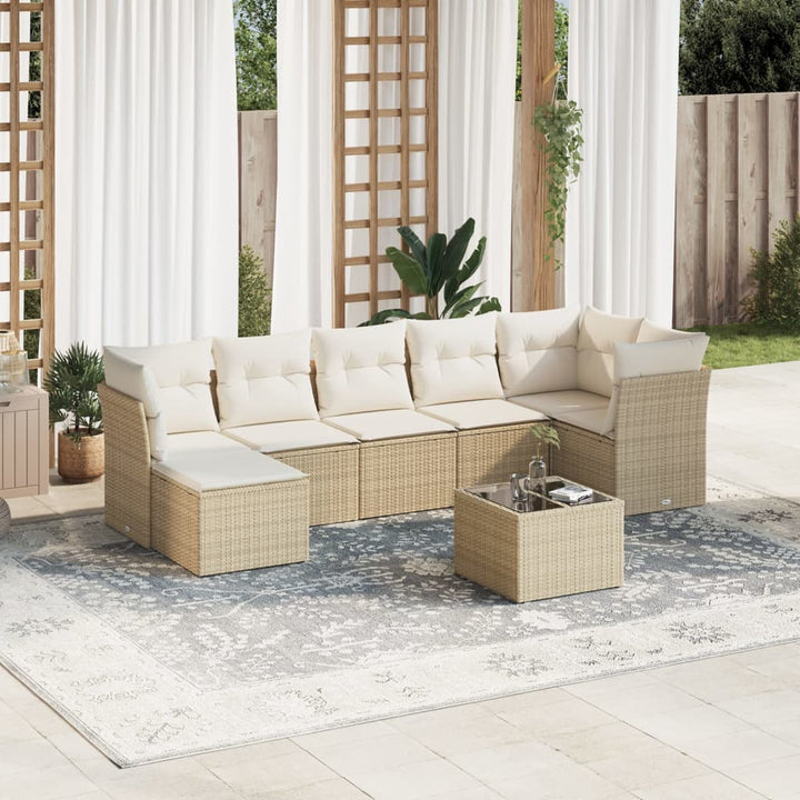 sofasæt til haven 8 dele med hynder polyrattan beige