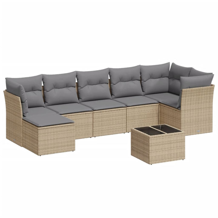 sofasæt til haven 8 dele med hynder polyrattan beige
