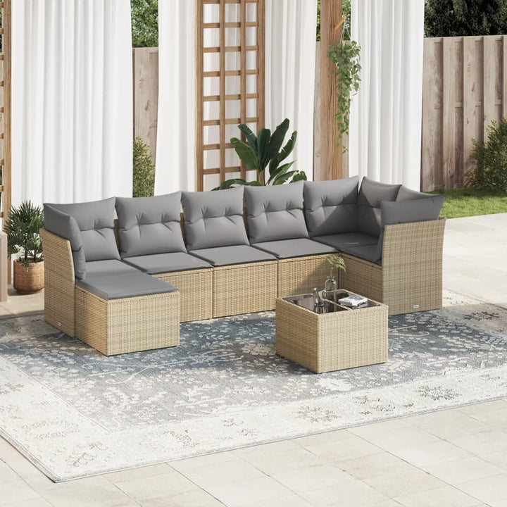 sofasæt til haven 8 dele med hynder polyrattan beige