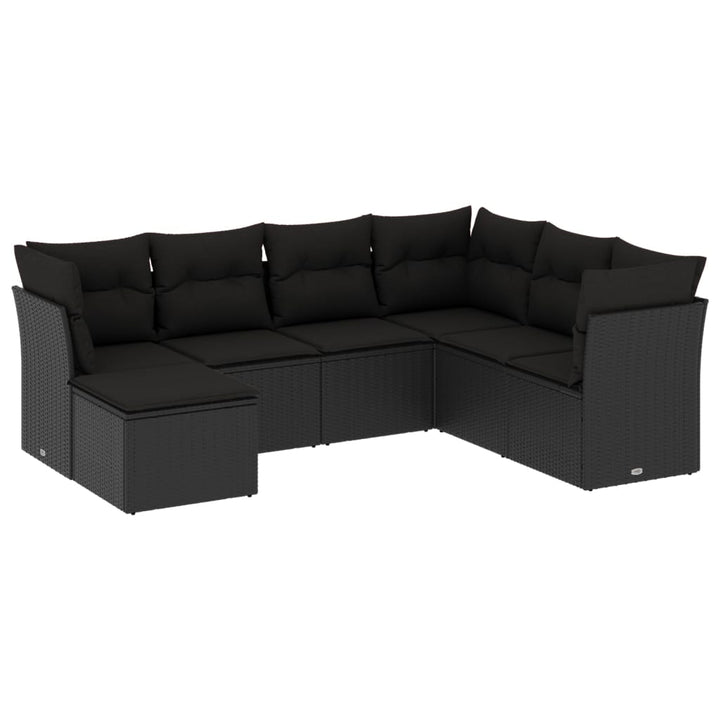 sofasæt til haven 7 dele med hynder polyrattan sort