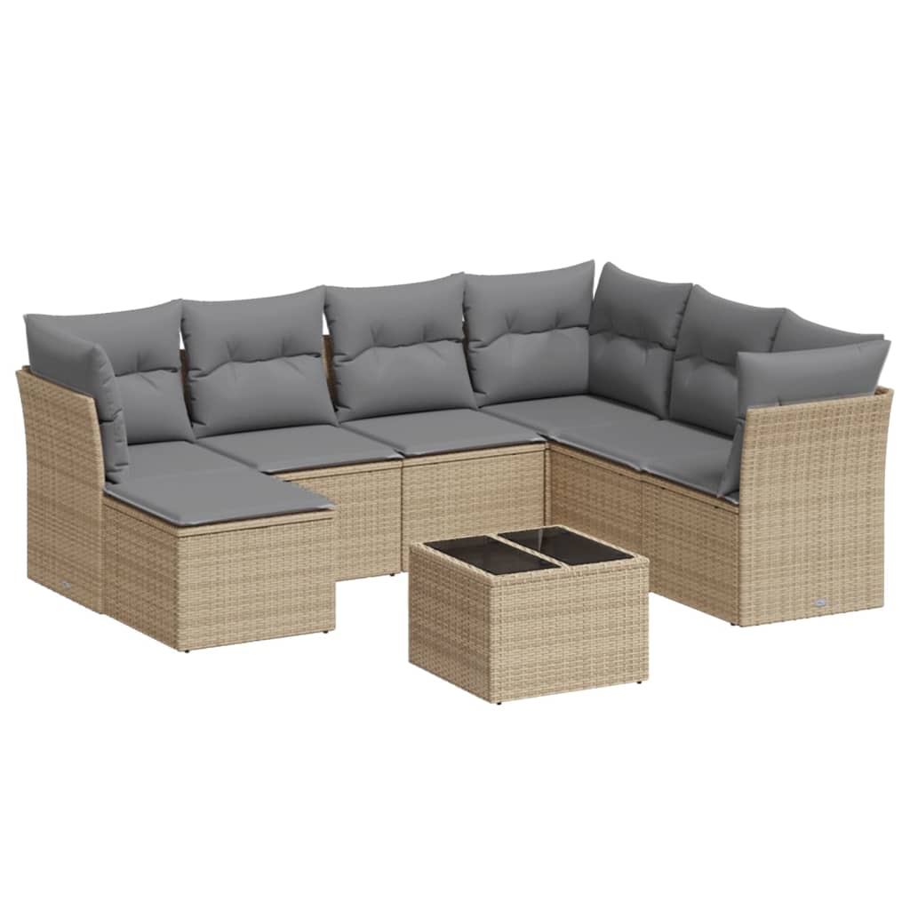 sofasæt til haven 8 dele med hynder polyrattan beige