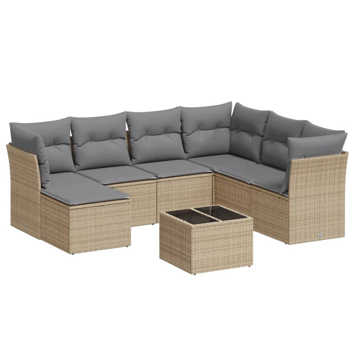 sofasæt til haven 8 dele med hynder polyrattan beige