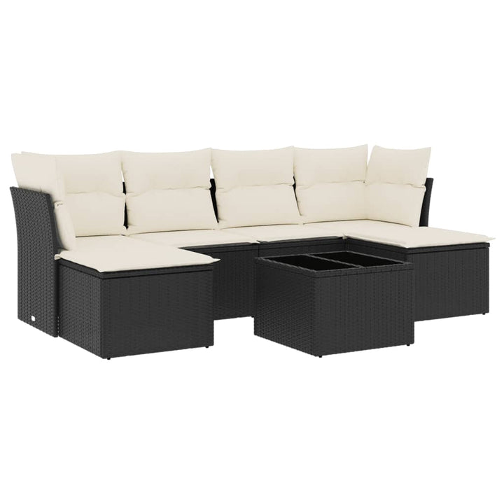 sofasæt til haven 7 dele med hynder polyrattan sort
