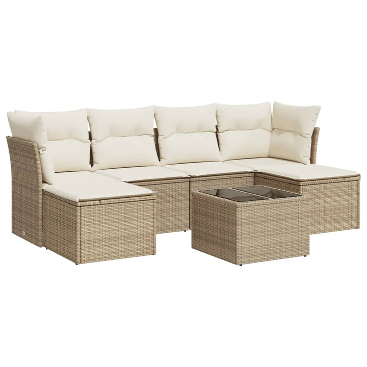 sofasæt til haven 7 dele med hynder polyrattan beige