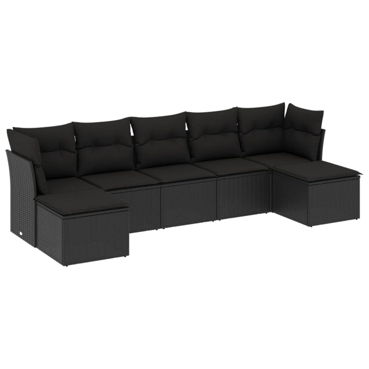 sofasæt til haven 7 dele med hynder polyrattan sort