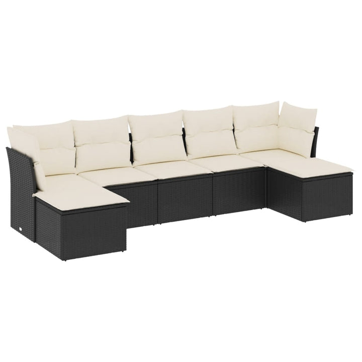 sofasæt til haven 7 dele med hynder polyrattan sort