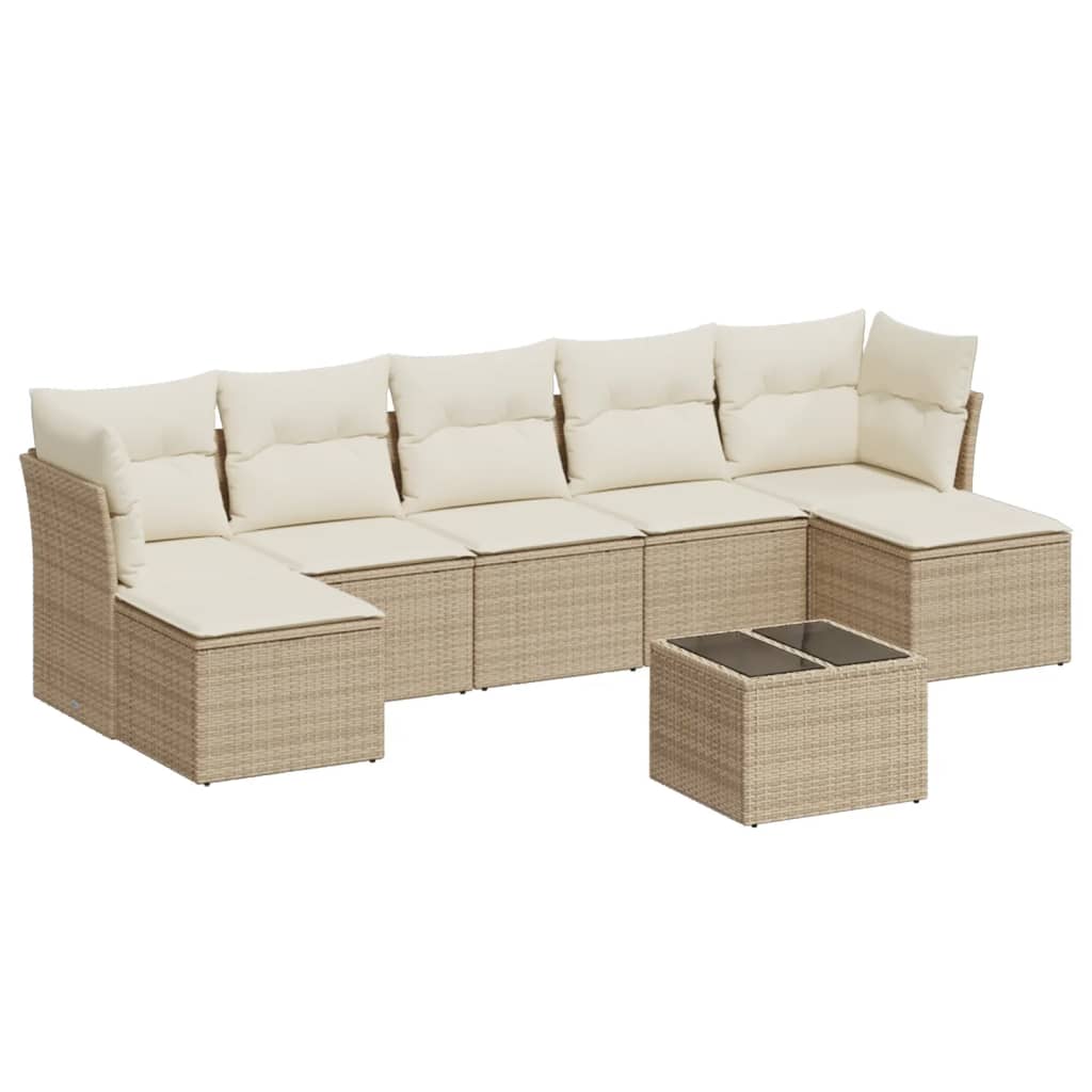 sofasæt til haven 8 dele med hynder polyrattan beige