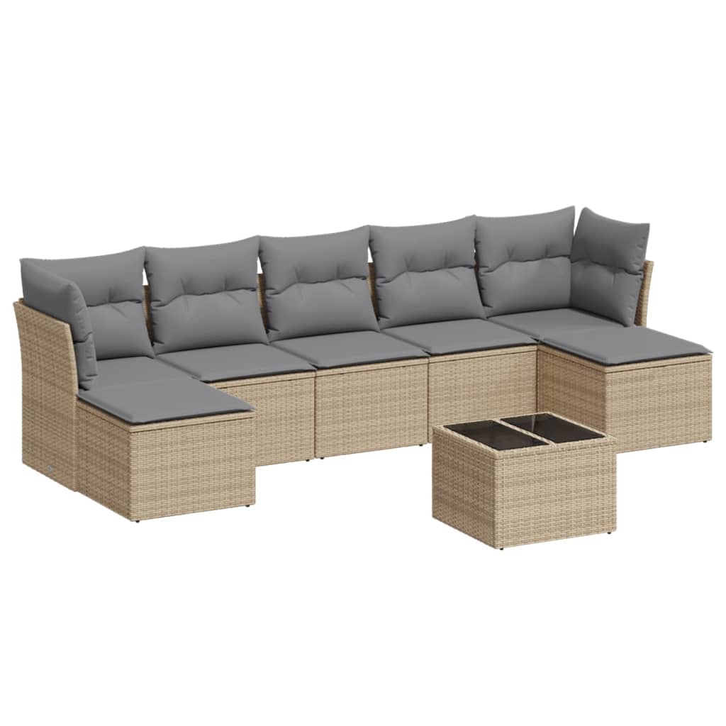 sofasæt til haven 8 dele med hynder polyrattan beige