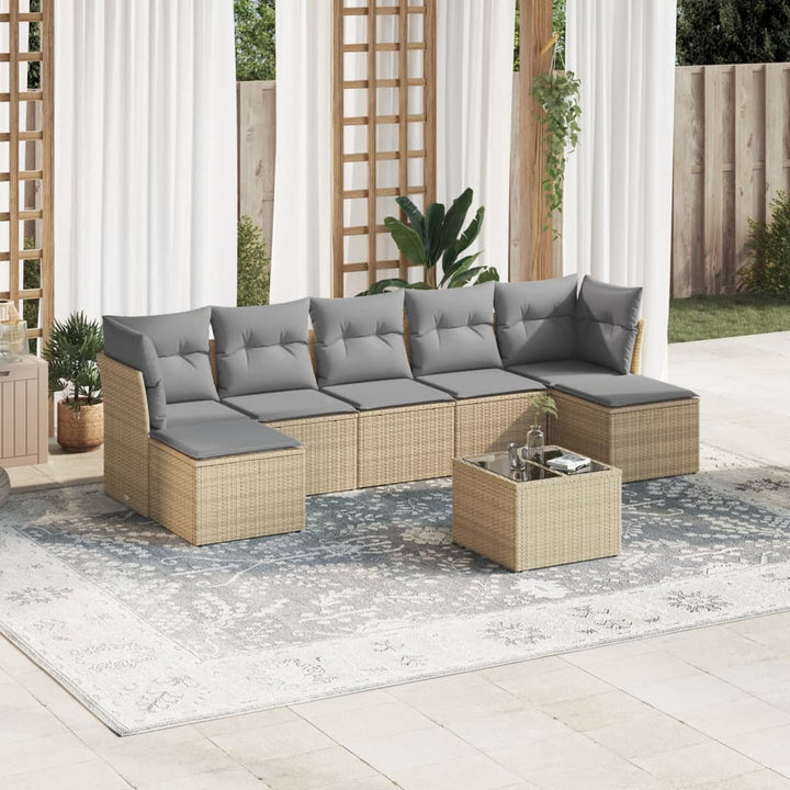 sofasæt til haven 8 dele med hynder polyrattan beige