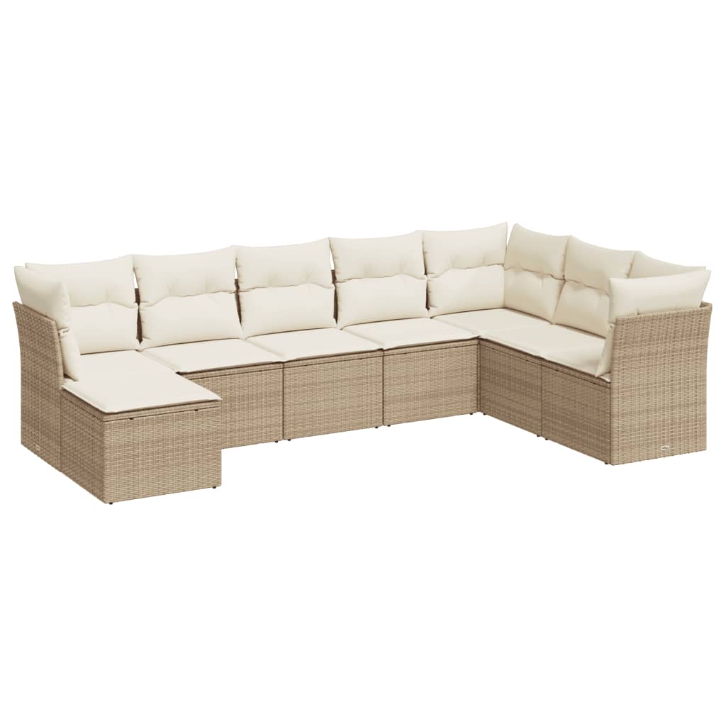 sofasæt til haven 8 dele med hynder polyrattan beige