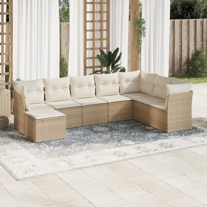 sofasæt til haven 8 dele med hynder polyrattan beige