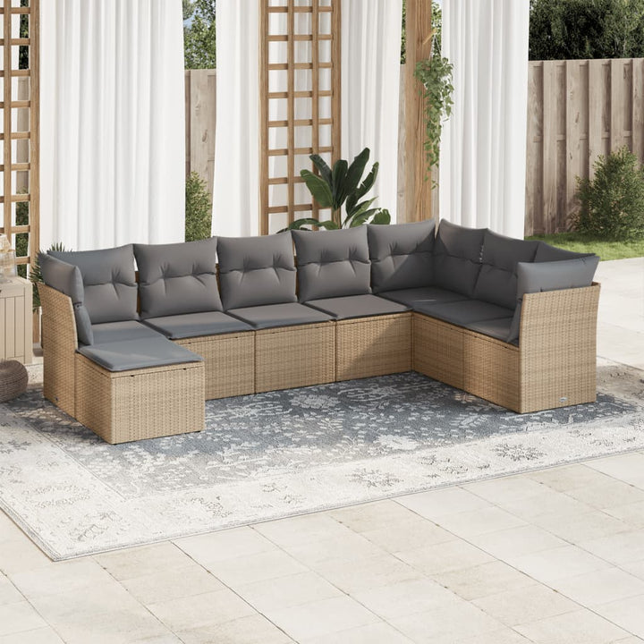 sofasæt til haven 8 dele med hynder polyrattan beige