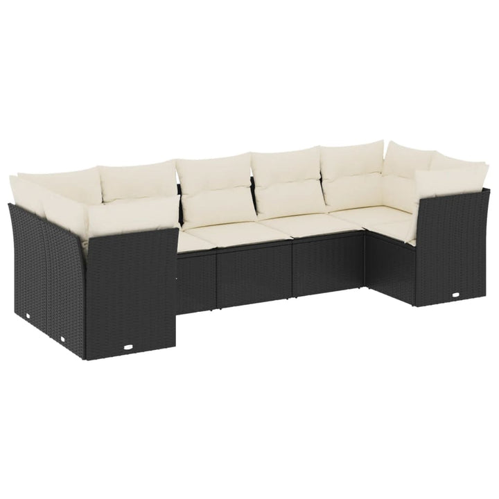 sofasæt til haven 7 dele med hynder polyrattan sort