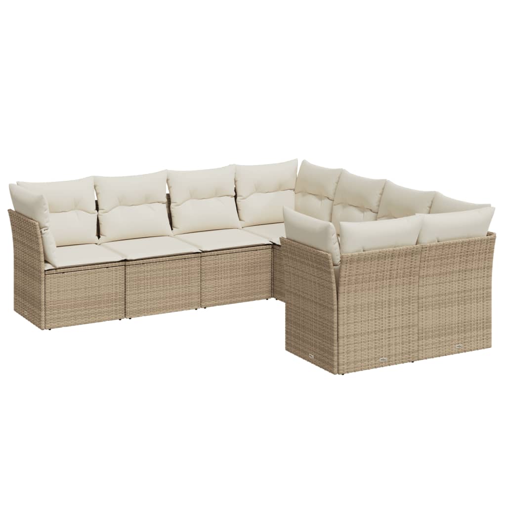 sofasæt til haven 8 dele med hynder polyrattan beige