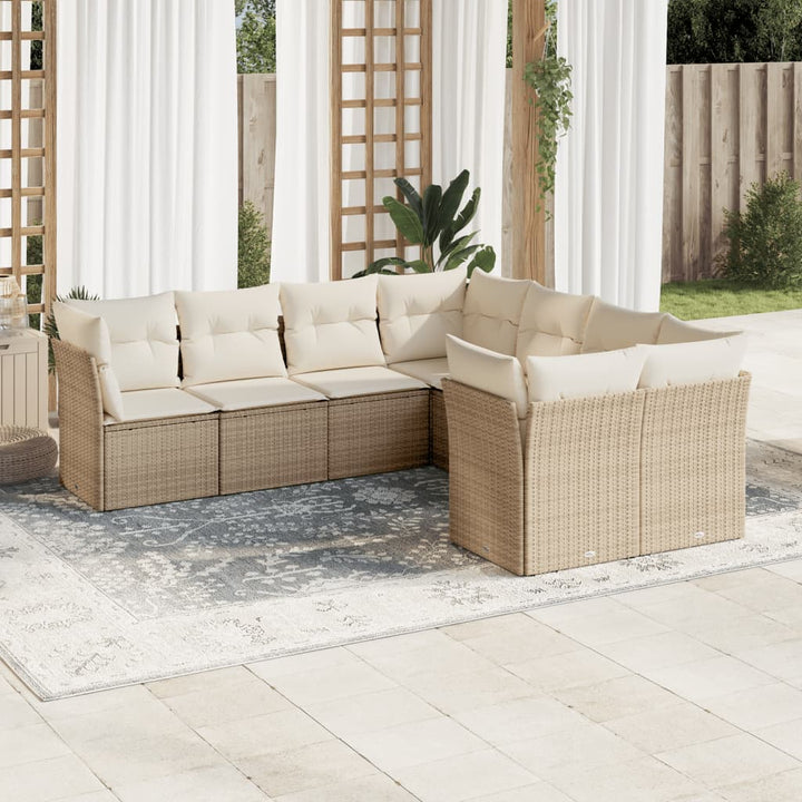 sofasæt til haven 8 dele med hynder polyrattan beige