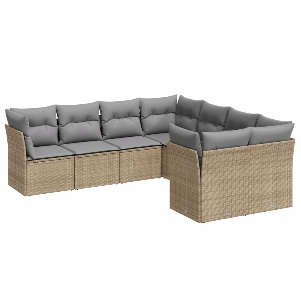 sofasæt til haven 8 dele med hynder polyrattan beige