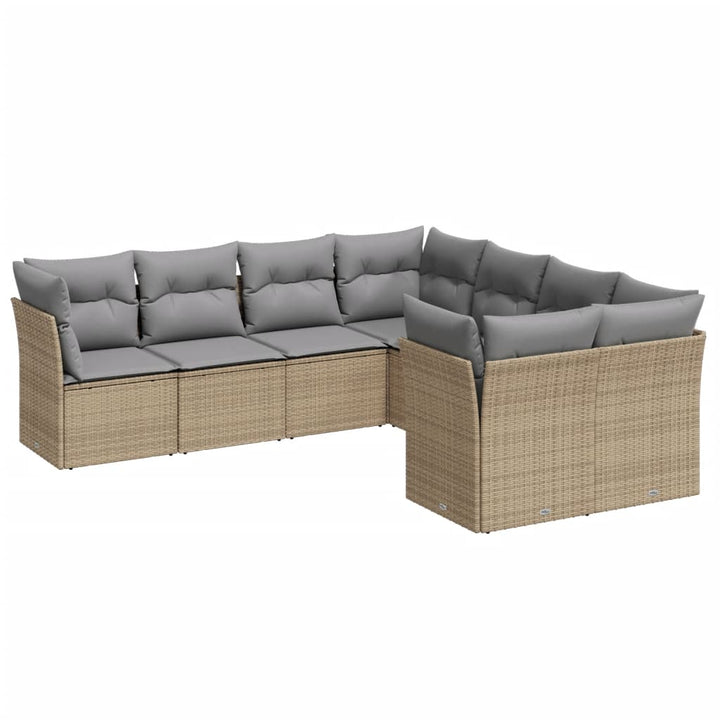 sofasæt til haven 8 dele med hynder polyrattan beige