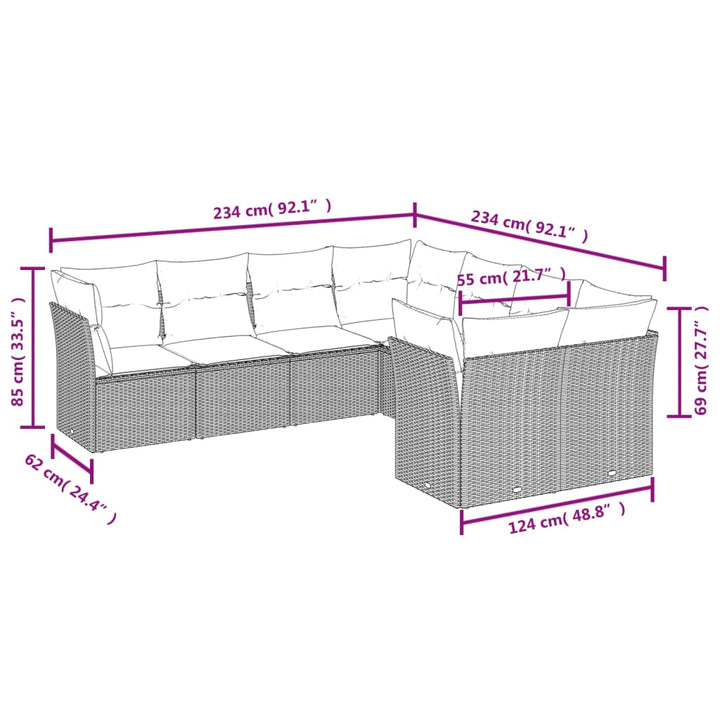 sofasæt til haven 8 dele med hynder polyrattan beige
