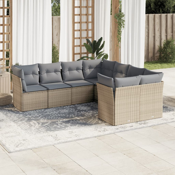 sofasæt til haven 8 dele med hynder polyrattan beige