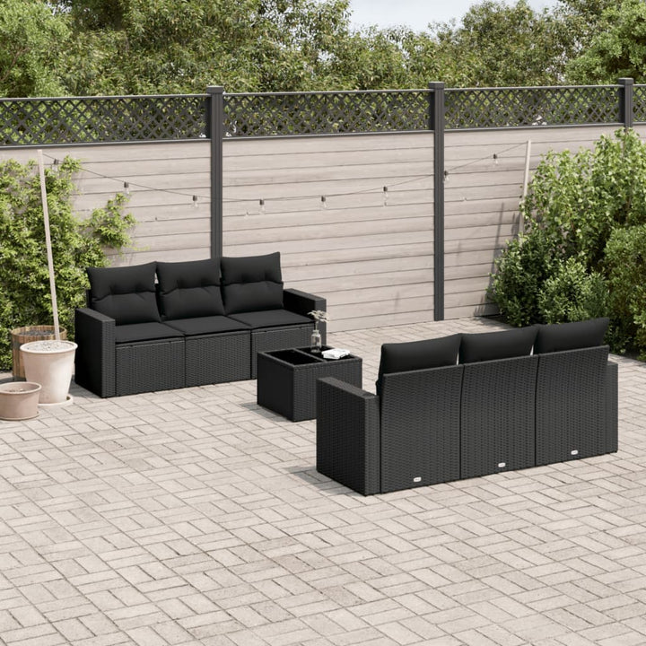 sofasæt til haven 7 dele med hynder polyrattan sort