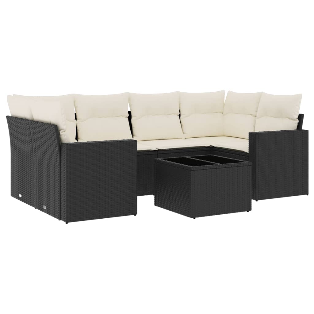 sofasæt til haven 7 dele med hynder polyrattan sort