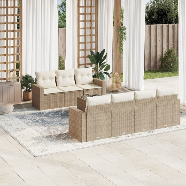sofasæt til haven 8 dele med hynder polyrattan beige