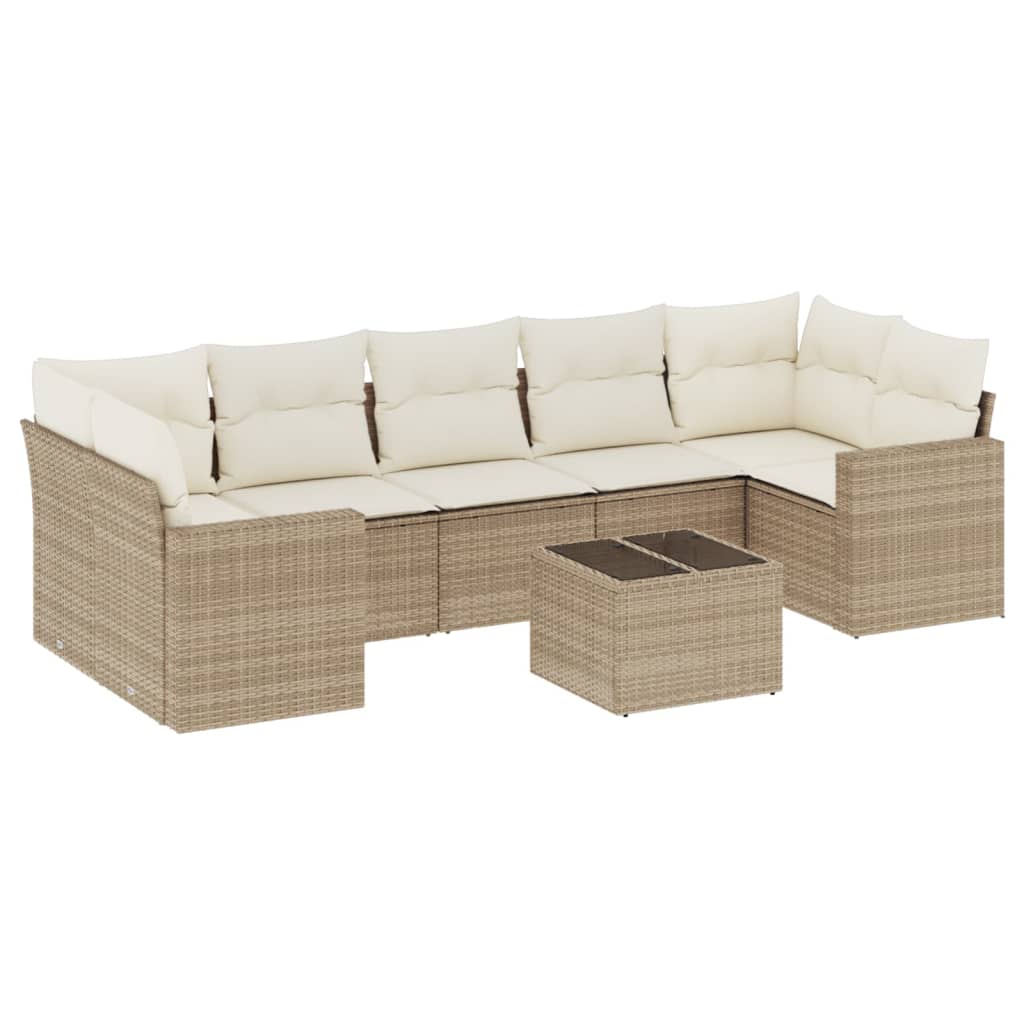 sofasæt til haven 8 dele med hynder polyrattan beige