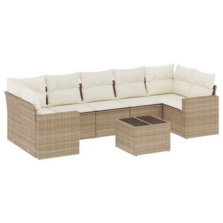 sofasæt til haven 8 dele med hynder polyrattan beige