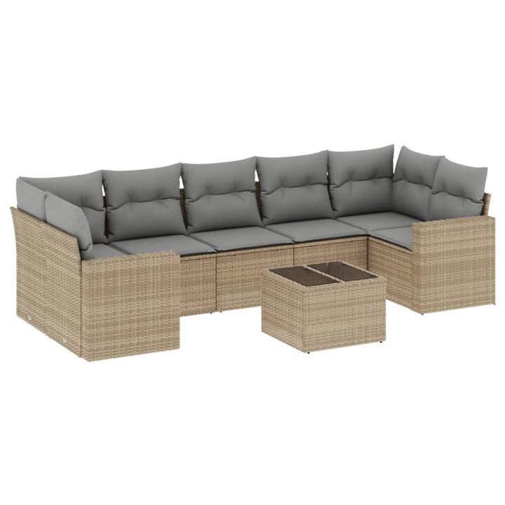 sofasæt til haven 8 dele med hynder polyrattan beige