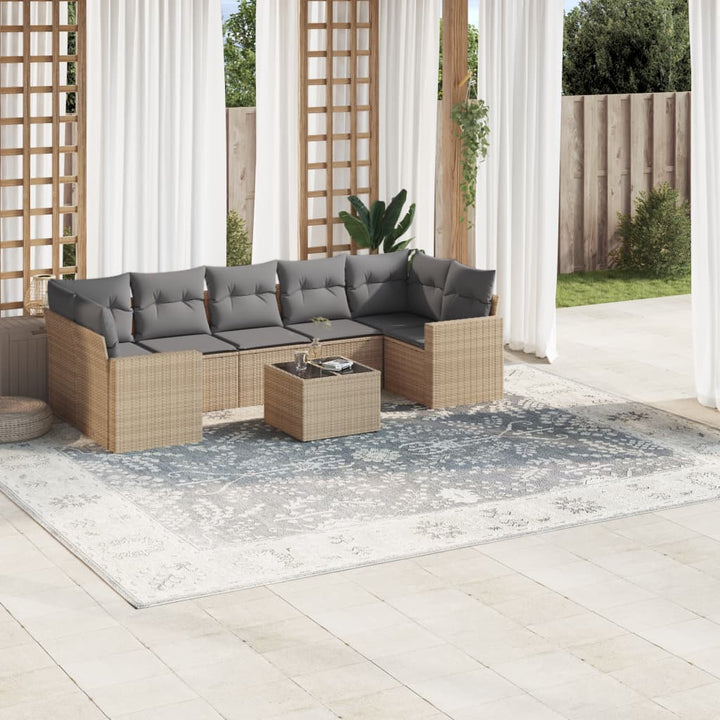 sofasæt til haven 8 dele med hynder polyrattan beige