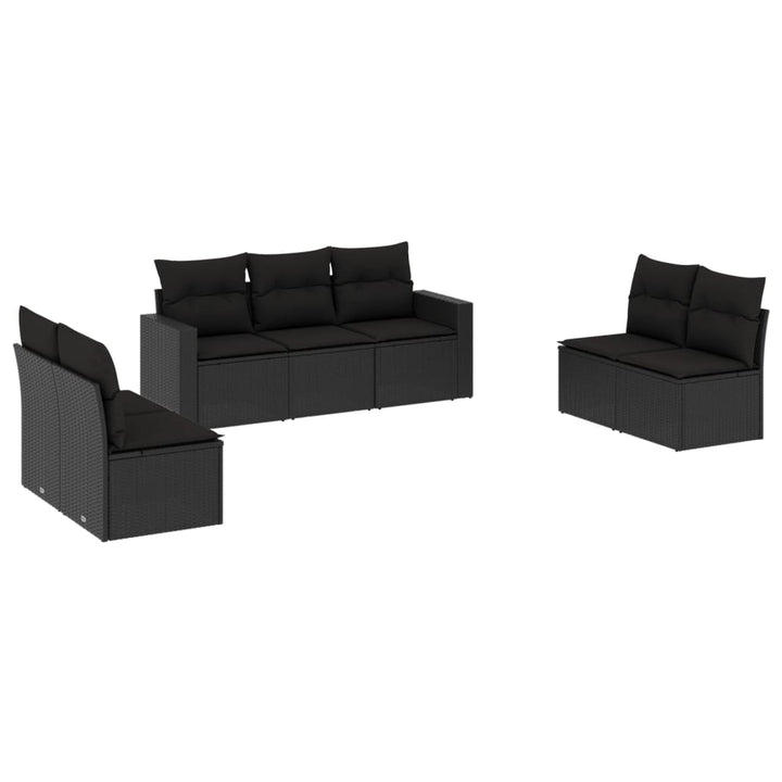 sofasæt til haven 7 dele med hynder polyrattan sort