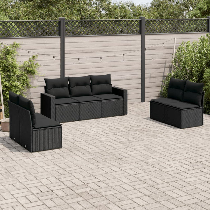 sofasæt til haven 7 dele med hynder polyrattan sort