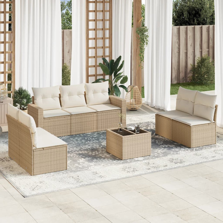 sofasæt til haven 8 dele med hynder polyrattan beige