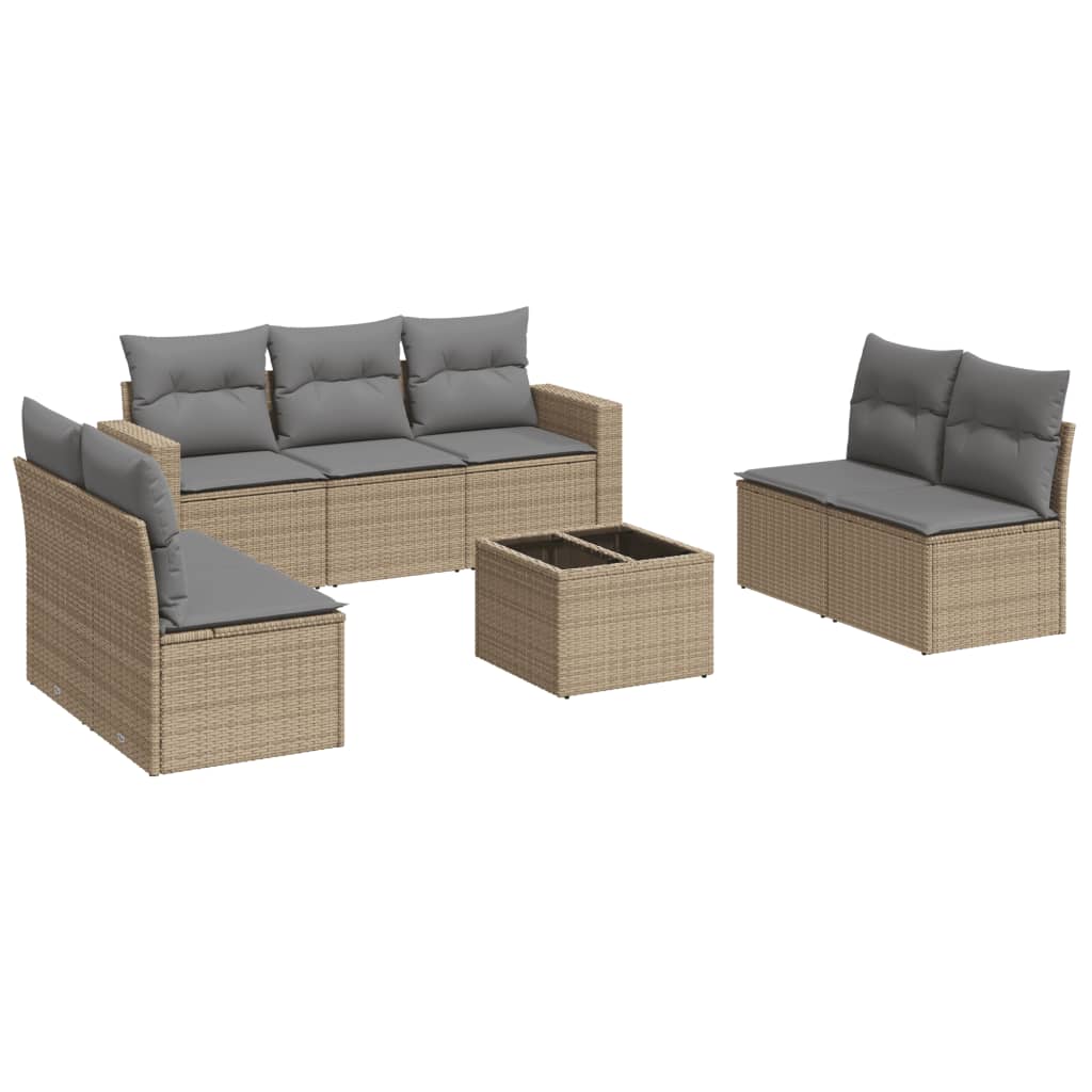 sofasæt til haven 8 dele med hynder polyrattan beige