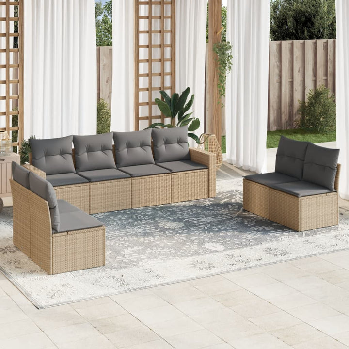 sofasæt til haven 8 dele med hynder polyrattan beige