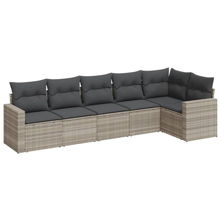 sofasæt til haven 6 dele med hynder polyrattan lysegrå