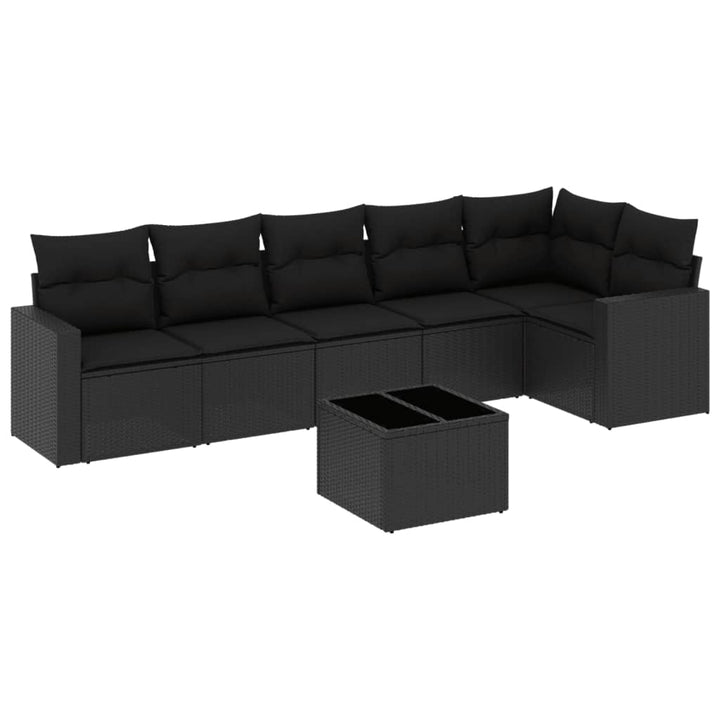 sofasæt til haven 7 dele med hynder polyrattan sort