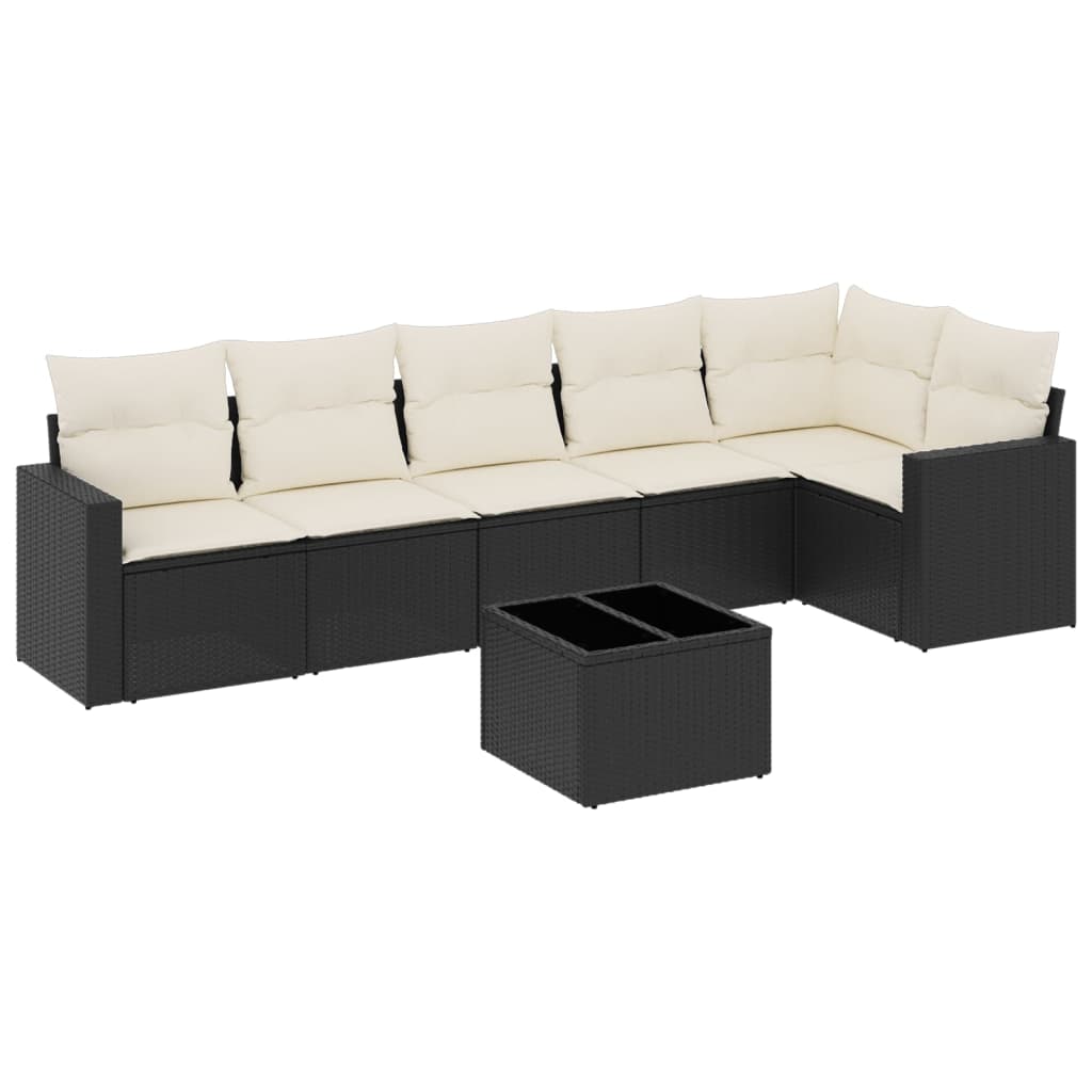 sofasæt til haven 7 dele med hynder polyrattan sort