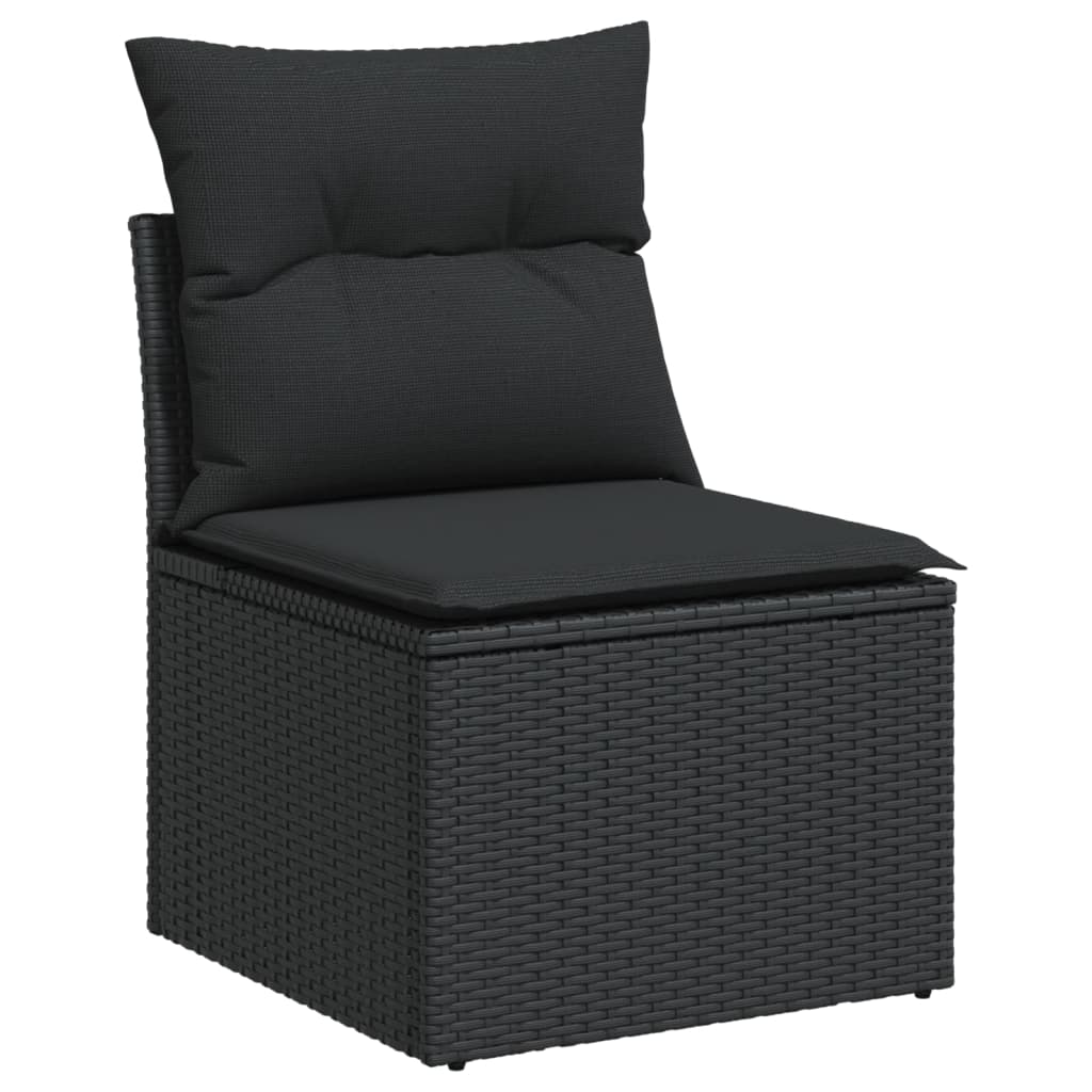 sofasæt til haven 7 dele med hynder polyrattan sort