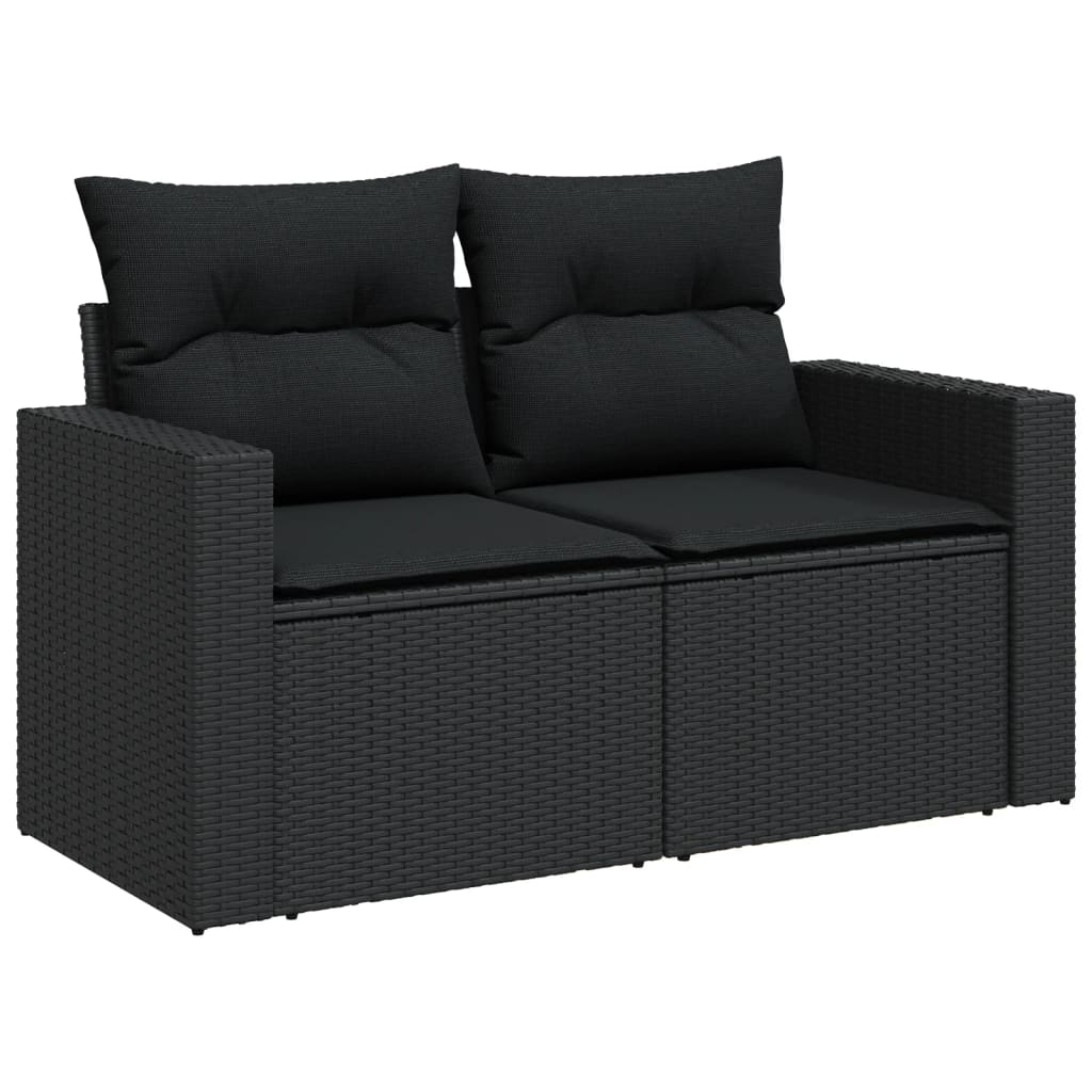 sofasæt til haven 7 dele med hynder polyrattan sort