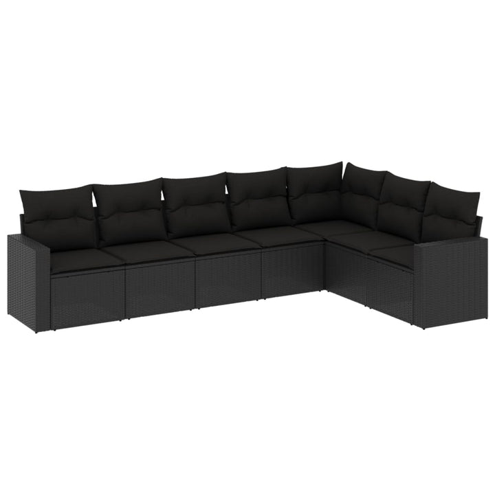sofasæt til haven 7 dele med hynder polyrattan sort