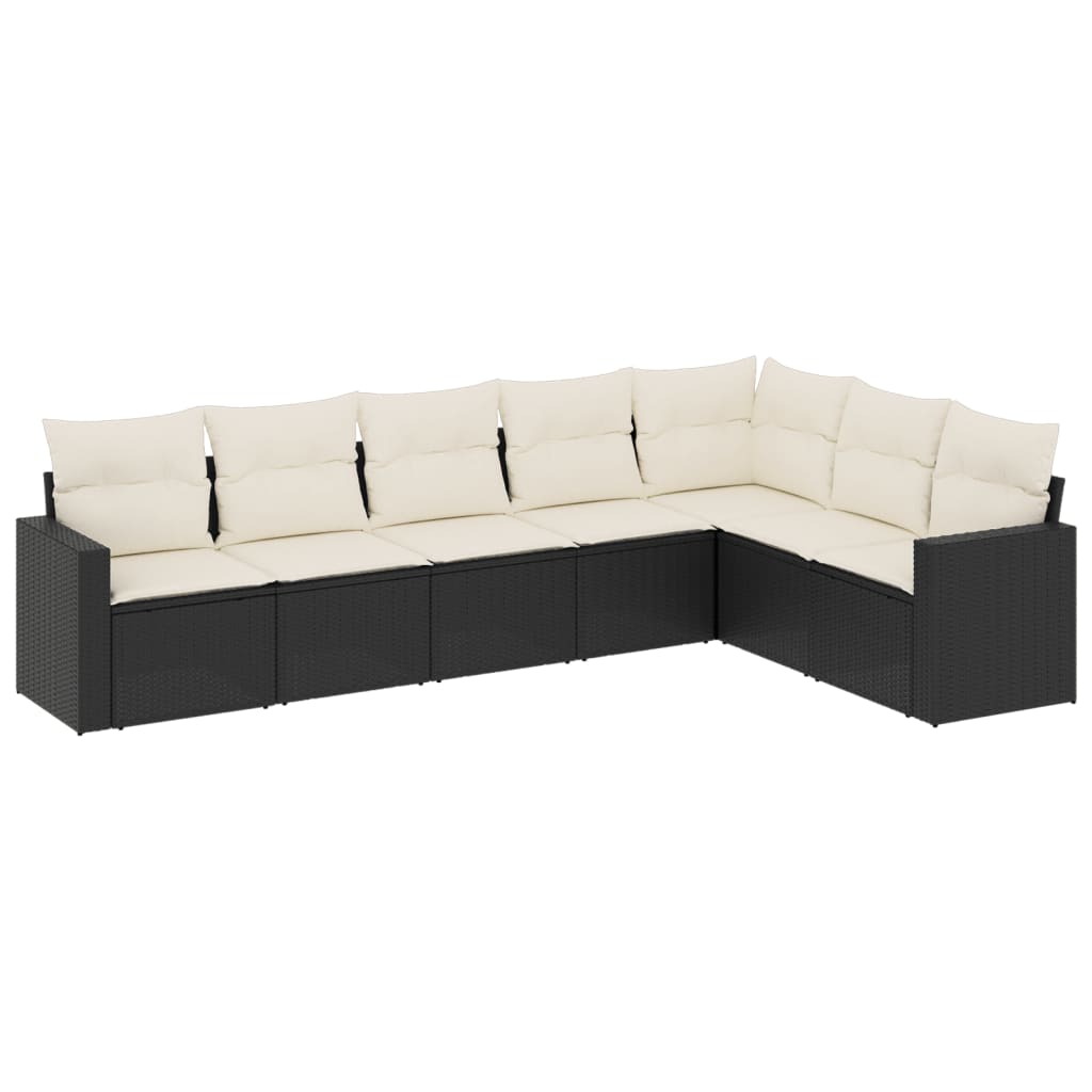 sofasæt til haven 7 dele med hynder polyrattan sort