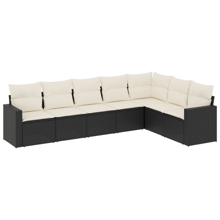 sofasæt til haven 7 dele med hynder polyrattan sort
