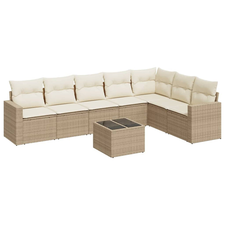 sofasæt til haven 8 dele med hynder polyrattan beige